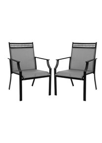 Costway Set di 2 sedie da giardino, sedie da patio con seduta ampia e tessuto ad asciugatura rapida, 66 cm x 61 cm x 90 cm (grigio)