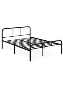 Costway Telaio Letto Metallico per Materasso 140 x 190 cm, Letto Piattaforma Metallico Doppio con Testiera e Pediera