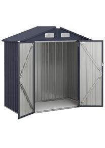 Costway Capanno per attrezzi in metallo con 4 porte ventilate e chiudibili a chiave, capanno da giardino resistente alle intemperie