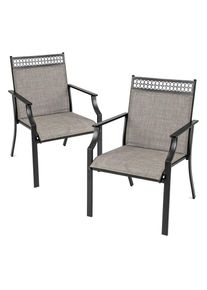 Costway Set di 2 sedie da giardino, sedie da patio con seduta ampia e tessuto ad asciugatura rapida, 66 cm x 61 cm x 90 cm (caff&egrave;)