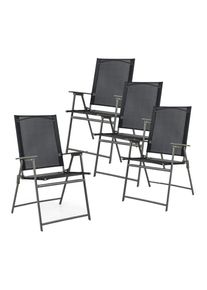 Costway Set di 4 sedie da giardino, sedie pieghevoli con tessuto resistente alle intemperie, 58 x 62 x 96 cm (nero)