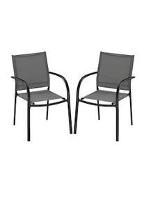 Costway Set di 2 sedie da giardino impilabili, sedie impilabili in textilene e telaio in metallo, 61 x 58 x 85 cm, grigio