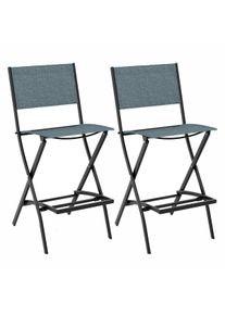 Costway Set di 2 sgabelli da bar per esterni, sedie da bar pieghevoli con schienale e poggiapiedi, 46 x 57 x 102 cm, blu