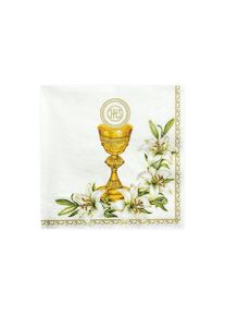partydeco 20 serviettes communion fleurs IHS