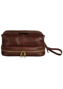 Pike Piké , Kulturbeutel echt Leder, Made in Italy , braun