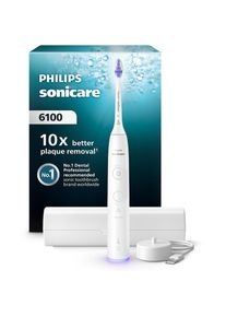 PHILIPS SONICARE, Elektrische Zahnb&uuml;rste &raquo;Series 6100&laquo; 1 Stk. Aufsteckb&uuml;rsten mit Andruckkontrolle, 2 Putzeinstellungen und 3 Intensit&auml;tsstufen, wei&szlig;,