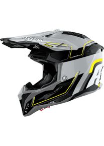 Airoh Aviator 3 Leader, motocross helmet , color: Grey/Black/Neon-Yellow , size: L