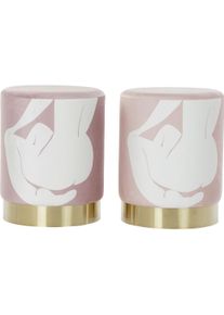 DKD Home Decor, Fussstütze, Footrest Scandi Golden White Light Pink 30 x 30 x 38 cm (2 Units)