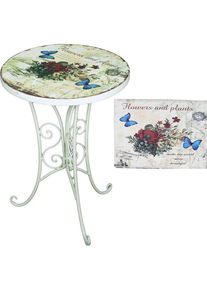 Garden Pleasure, Gartentisch + Balkontisch, Beistelltisch Floral 2er-Set Ø 38 x 53 cm (38 cm)