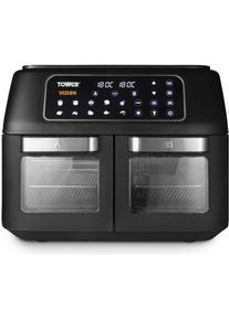 TOWER T17102 Vortx Vizion Double Compartment Air Fryer with Digital Touch Panel 11 L Black, Fritteuse, Schwarz