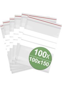 Quadrios, Verpackungsmaterial, Druckverschlussbeutel mit Beschriftungsstreifen (B x H) 100 mm x 150 mm Transpar