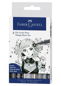 Faber-Castell Pitt Artist Pen Tuschestift, 8er Etui, Manga Basic Set