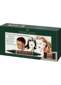 Faber-Castell Pitt Artist Pen Dual Marker Tuschestift, 5er Kartonetui, Portrait