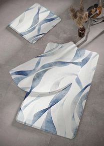 bonprix Alfombrilla de baño con espuma viscoelástica, azul, esterilla para inodoro suspendido