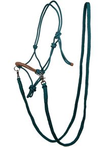 HKM Strass Knotenhalfter mit Zügeln, petrol/braun, Pony