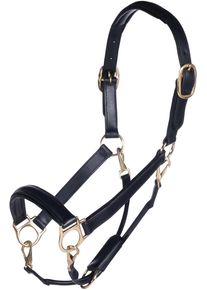 HKM Gold Lederhalfter, schwarz, Pony