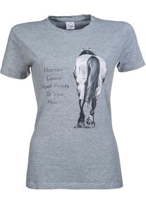 HKM Horses leave Hoofprints T-Shirt, hellgrau melange, XXS