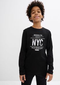 bonprix Bluză cu m&acirc;neci lungi din bumbac organic pur, negru, 152/158