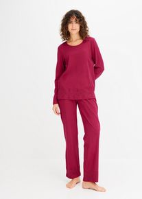 Pyjamas av mjuk bomull med spets - stark rosa - storlek 36/38 (S) - bonprix