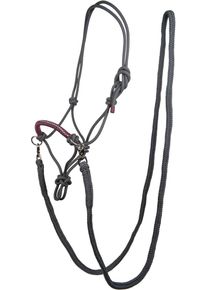 HKM Strass Knotenhalfter mit Z&uuml;geln, dunkelgrau/weinbeere, Warmblut