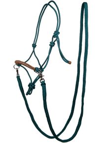 HKM Strass Knotenhalfter mit Z&uuml;geln, petrol/braun, Vollblut