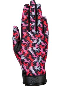 HKM Emily Kinder Reithandschuhe, schwarz/pink, 8