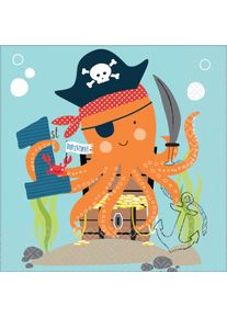 Amscan 16 serviettes 1er anniversaire pirates 33cm