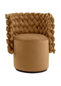 Calia italia, Sessel &raquo;GIUGGIOLA Extravaganter Designsessel&laquo; Drehsessel, wahlweise mit Drehfunktion, ocra, 100% Polyester, Velours DUBAI, ocra