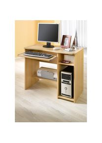 VOGL Möbelfabrik , Schreibtisch »Sam« mit Tastaturauszug & Towerfach, geschwungene Tischplatte, Breite 91 cm , buchefarben