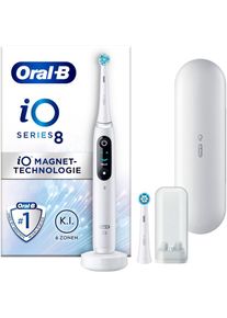 Oral-B , Elektrische Zahnbürste »iO 8« 2 Stk. Aufsteckbürsten mit Magnet-Technologie, 6 Putzmodi, Farbdisplay & Reiseetui , white alabaster , 6...