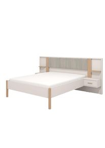 Home Affaire, Bett &raquo;Belfort Bettanlage, mit gepolstertem Kopfteil, weicher Cordstoff&laquo; Set, Bett und 2 Wandpaneele mit Nachtkommoden, 3 Stk. tlg. 