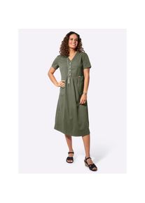 Casual Looks , Damen , Jeanskleid »Jeans-Kleid« , khaki , Normalgrößen , 54 -Normalgrößen , 54 , reine Baumwolle