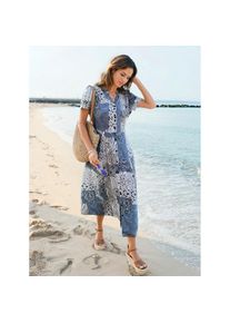 Inspirationen , Damen , Sommerkleid »Sommerkleid« , ecru-bleu-bedruckt , Kurzgrößen , 20 -Kurzgrößen , 20 , aus Viskose (ECOVERO)