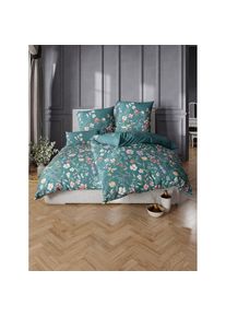 Bierbaum , Bettwäsche 2 tlg. tlg. , petrol-rostrot-bedruckt , 100% Baumwolle , B/L: 135 cm x 200 cm