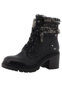 Mustang Shoes , Damen , Winterstiefelette »Leila« Winterstiefel mit Kunstfellkragen und Blockabsatz , schwarz , 36 , 36 , Für die kalte Jahreszeit!