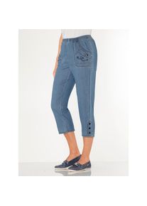 Classic Basics , Damen , Caprijeans , blue-bleached + blue-stone-washed , Normalgrößen , 44 -Normalgrößen , 44 , reine Baumwolle