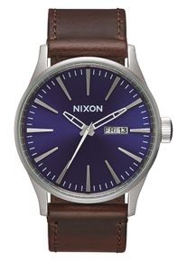 Nixon Montre &agrave; affichage analogique 'Sentry Leather' Homme argent taille One Size