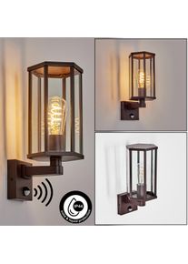 hofstein Monfanim outdoor wall light, wall light rust-coloured, 1-light source, Motion sensor