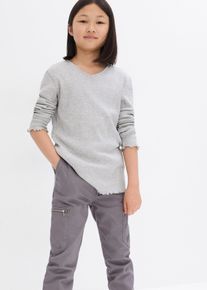 Ribbet topp med økologisk bomull (2-pack), grå, størrelse 176/182, bonprix