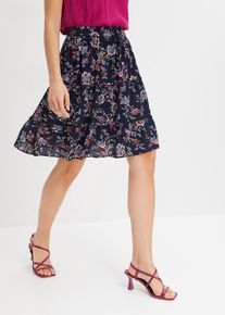 bonprix Mujer, Minifalda de viscosa fluida, azul, 50