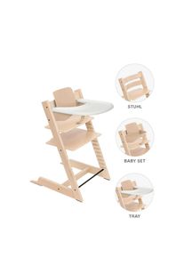 Stokke Hochstuhl-Set , Naturfarben , Holz , Buche , 83x65x46 cm , Fu&szlig;st&uuml;tze verstellbar, Sitzfl&auml;che verstellbar, h&ouml;henverstellbar, Tablett, Snacktablett , Babym&ouml;bel & Kinderm&ouml;bel, Babyzimmer, Hochst&uuml;hle