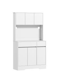 HOMCOM Modern Kitchen Sideboard with 4 Cabinets, 2 Drawers and Adjustable Shelves, 100x38x180 cm, White | Aosom Ireland