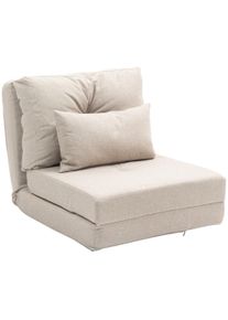 HOMCOM Convertible sofa-bed 1-seater chair with 1 cushion and adjustable backrest, beige | Aosom Ireland