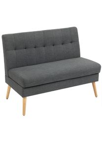 HOMCOM 2-seater sofa, tufted backrest, wood legs, thick padding, linen look, for small spaces, gray | Aosom Ireland