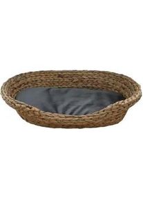Tierbett Wasserhyazinthe oval , Grau, Naturfarben , Naturmaterialien , Uni , Füllung: Vlies , 56x17x72 cm , pflegeleicht, Bezug abnehmbar und waschbar, dekorativ , Freizeit & Co, Tierbedarf, Hundebetten