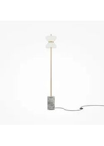 Maytoni Stehleuchte , Grau, Goldfarben , Metall, Stein , G , 145 cm , Ce , gleichmäßige Lichtverteilung , Lampen & Leuchten, Innenbeleuchtung, Stehlampen, Stehlampen