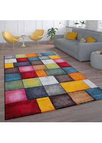 Paco Home , Teppich »Smaragd 753« rechteckig 13 mm Höhe Kurzflor, 3D-Design, mit Karo Muster, auch als Läufer erhältlich , mehrfarbig ,...