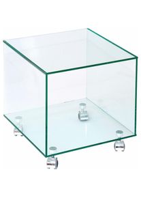 PAROLI , Couchtisch auf Rollen , klarglas