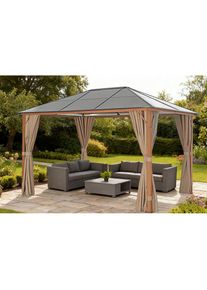 Konifera, Pavillon &raquo;Aruba 2.0&laquo; Gestell aus Aluminium, Dach aus Polycarbonat-Stegplatten, beige, B/H/T: 359 cm x 260 cm x 298 cm, beige