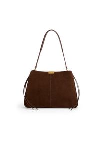 Tommy Hilfiger, Damen, Schultertasche &raquo;CASUAL LEATHER SHOULDER BAG SUED&laquo;, Damen Handtasche, Tragetasche mit Logo-Schmuckelement, dunkelbraun, 